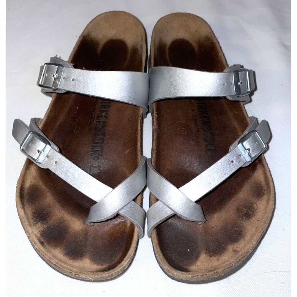 Birkenstock Mayari Silver Sandals Women's Size 37 / 6 US Regular Slip On Leather